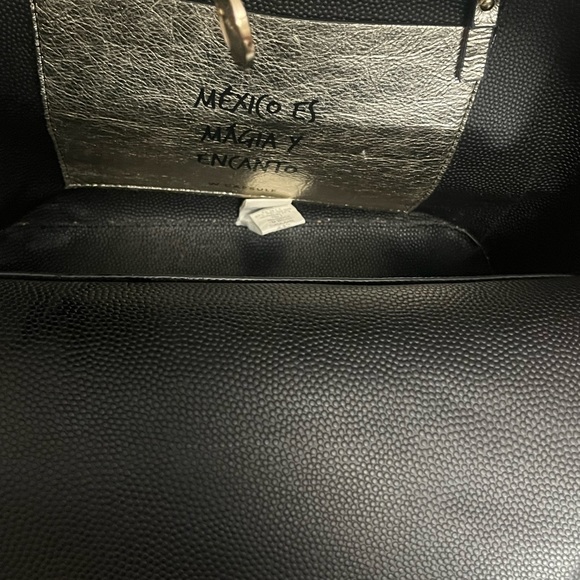 W Capsule Backpack with adjustable straps. Heart print on black material. - Picture 8 of 16